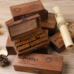 30pcs Wooden Rubber Stamps Vintage Uppercase Lowercase Alphabet Letter Stamps DIY Scrapbooking Card Making Journal Planner Craft