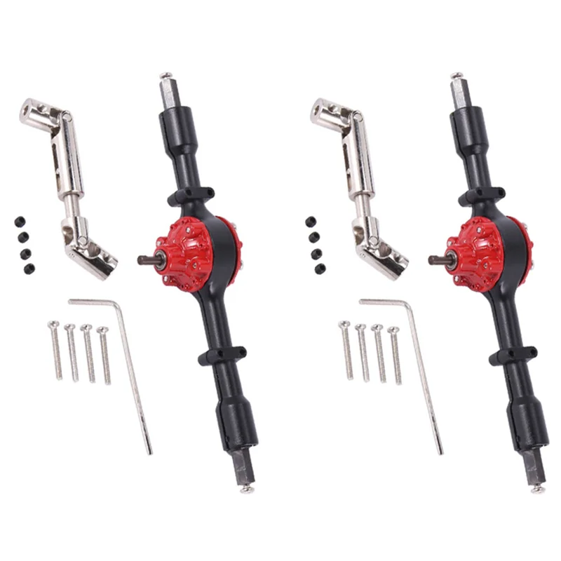 FBIL-2 Set Metal Rear Bridge Axle With Steel Gear For WPL D12 B14 B24 B16 B36 C14 C24 C34 C44 RC Car Upgrade Parts,Black