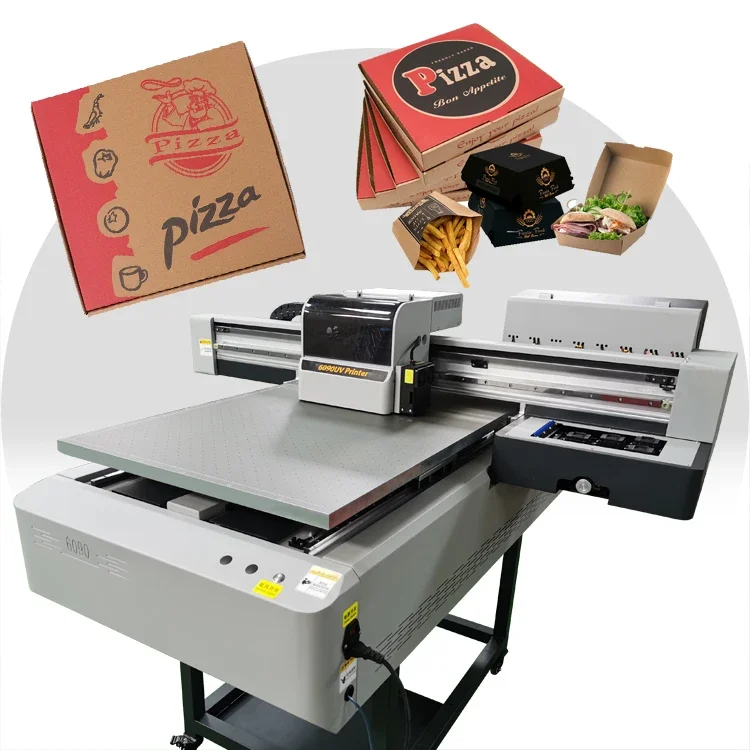 Wholesale 6 8 Colors A2 A1 3 Prints Heads Flatbed Printing Machine White Uv Inkjet Ink Printer 6090 For Pizza Box