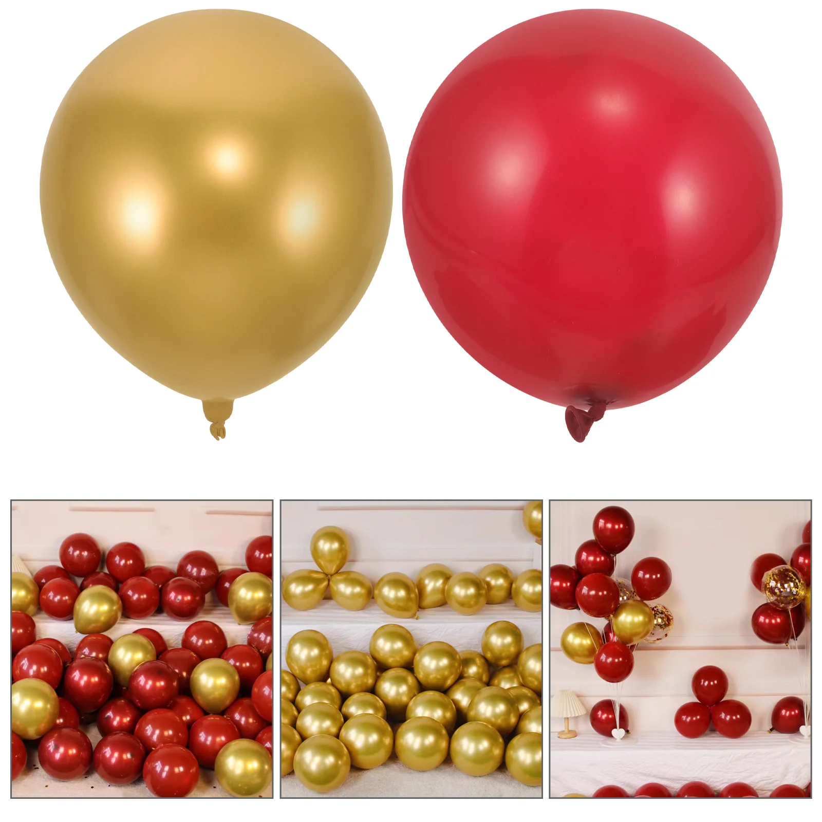 

150Pcs Balloons Latex Elegant Red Golden Wedding Party Decorations Valentine's Day Festival Supplies Party Balloons