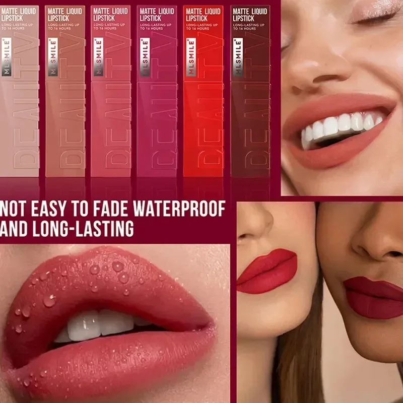 Cheap Matte Ink Liquid Lipstick Long-Lasting Velvet Nude Lip Gloss Non-Stick Waterproof Korean Makeup Lips Tint