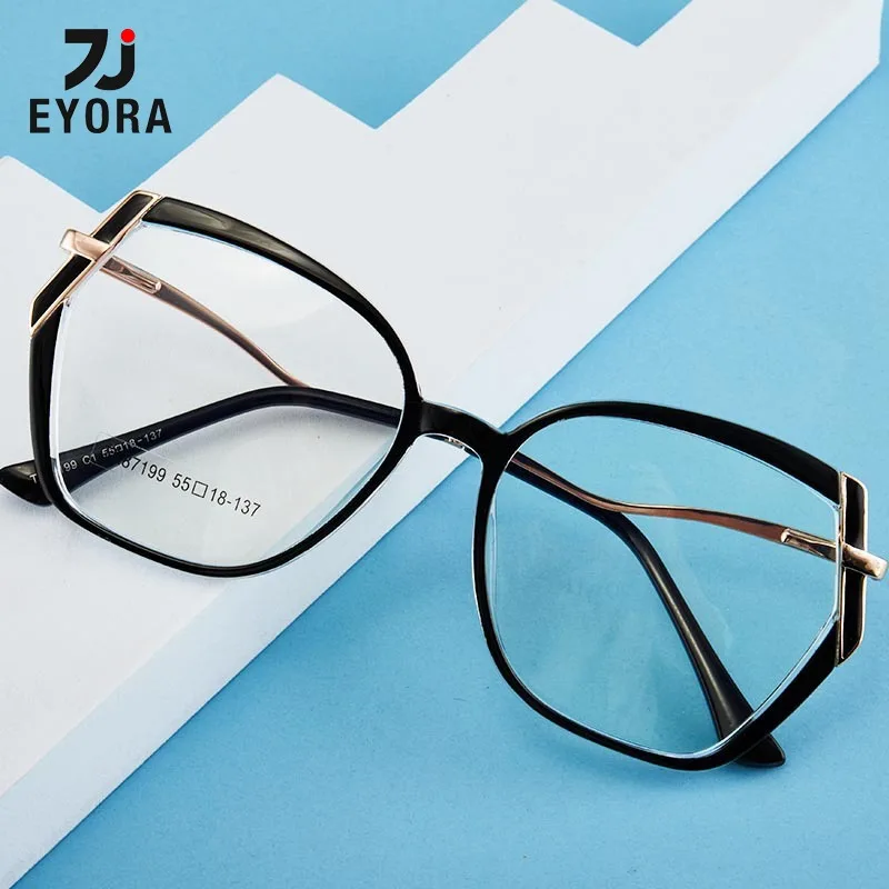 

EYORA High Elasticity TR90-Metal Round Reading Glasses Anti Blue Light Myopia and Hyperopia Photochromic Prescription Eyewear