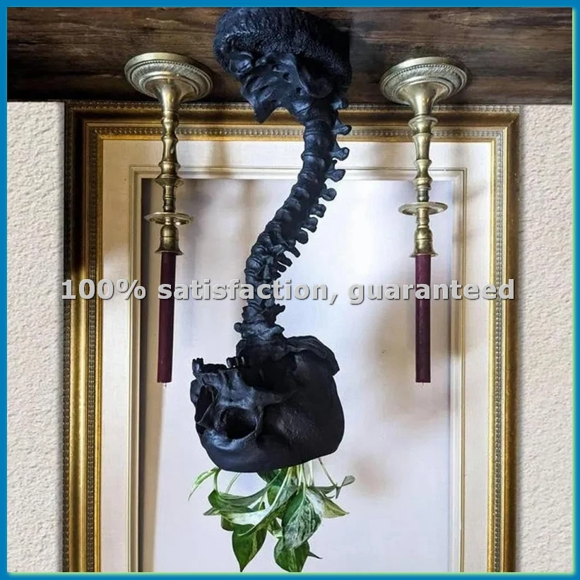 

Набор: кашпо-череп из полирезины и подставка-спинальная колонна, декоративный цветочный горшок в виде черепа, ретро-украшение на Хэллоуин в виде человеческой головы, серебристый-AT35