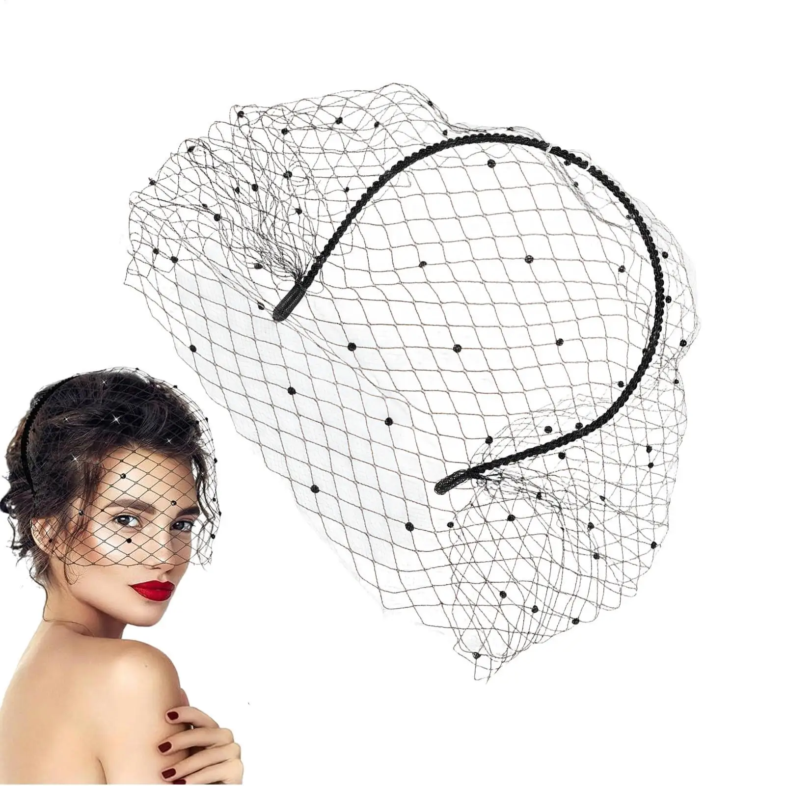 Wedding Party Dress Veil Headbands Hair Accessories Hair Jewelry Party Stage Headgear Headdress Elegant Veil Hairband - Image 5