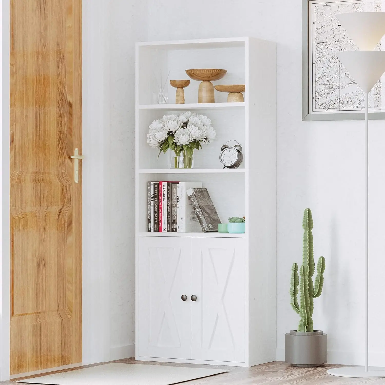 أرفف الكتب الصناعية IRONCK وخزائن الكتب مع الأبواب 11.8 بوصة عمق الأرض الدائمة 5 أرفف تخزين خزانة الكتب