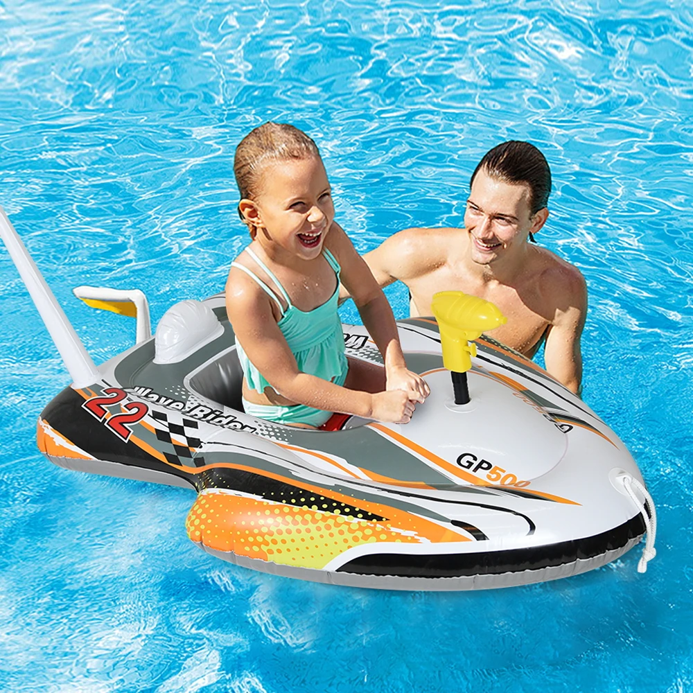 

3 Color Fashion Child Inflatable Water Toy Fighter Rocket Water Gun Model Float Swimming Ring Swimming Pool Party Floating Toy