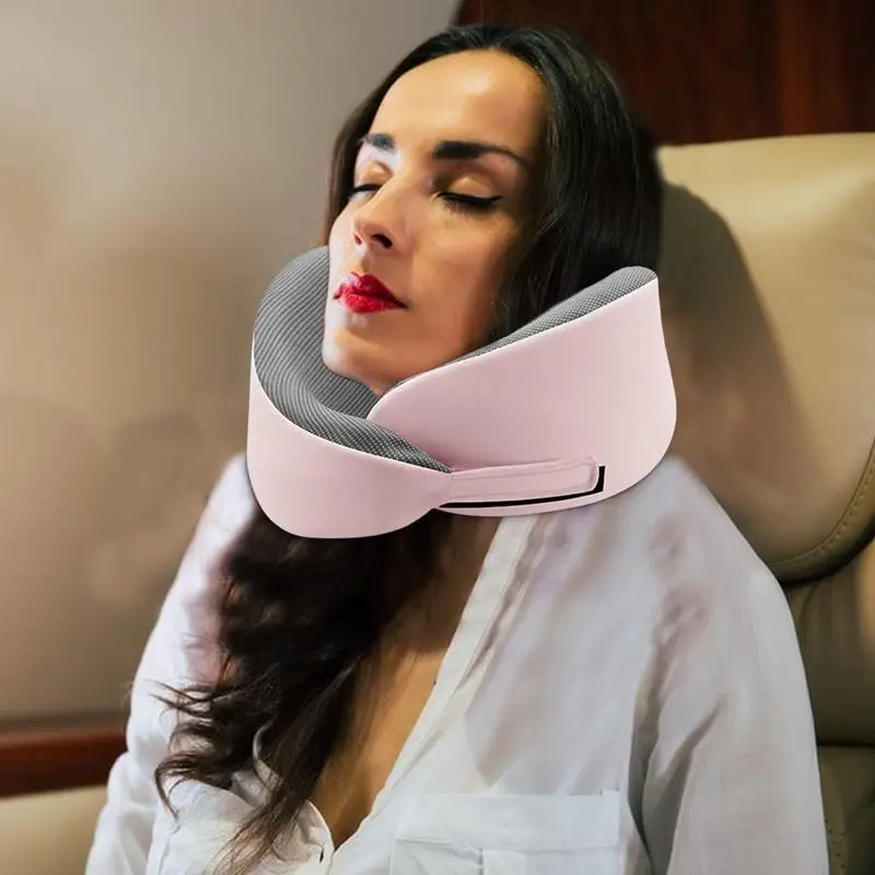 Travel Neck Pillow Airplane Neck Support U-Shaped Pillow Adjustable Size Support Pillow For Car Airplane Home Work Area And