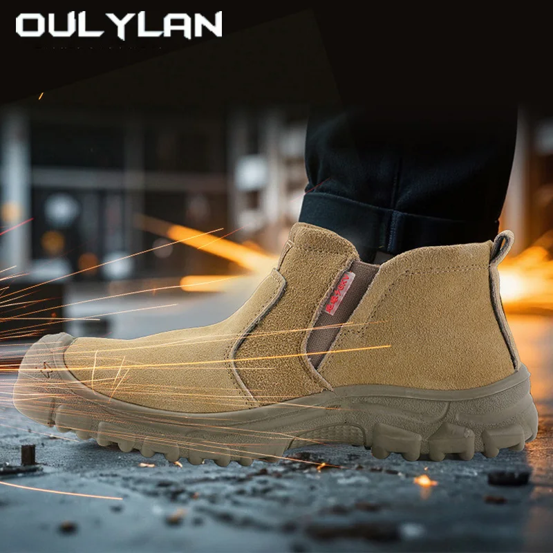 

Oulylan мужская прочная неразрушимая защитная обувь с низким вырезом, удобные сварочные ботинки, устойчивая к проколам, противоударная рабочая обувь