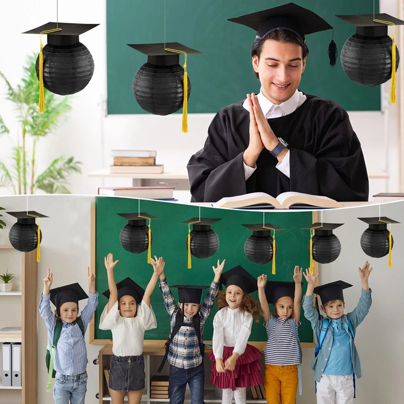 Grad Cap Paper Lanterns Graduation Lanterns With Black Grad Hat Graduation Party