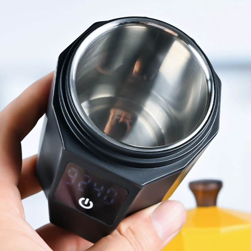 USB Chargeable Portable Digital Coffee Scale 304 Stainless Steel 500g/0.1g Precision Electronic Dosing Cup for Brewing