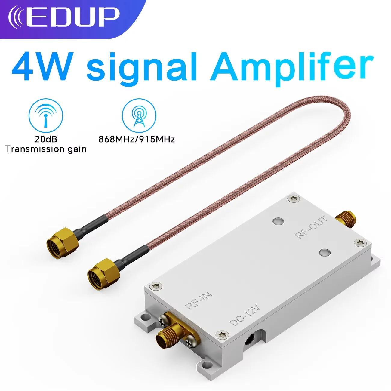 

EDUP AB036 868 МГц 915 МГц 4 Вт Усилитель сигнала Wi-Fi Усилитель сигнала Lora Усилитель беспроводной системы сбора данных Усилитель сигнала