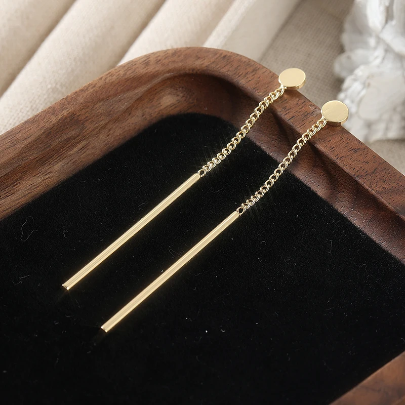 Vintage Trendy Einfaches Design Lange Quasten-Ohrringe für Damen Gold/Silber Plattiert Elegante Hängeohrringe Geeignet für Bankette und Hochzeiten