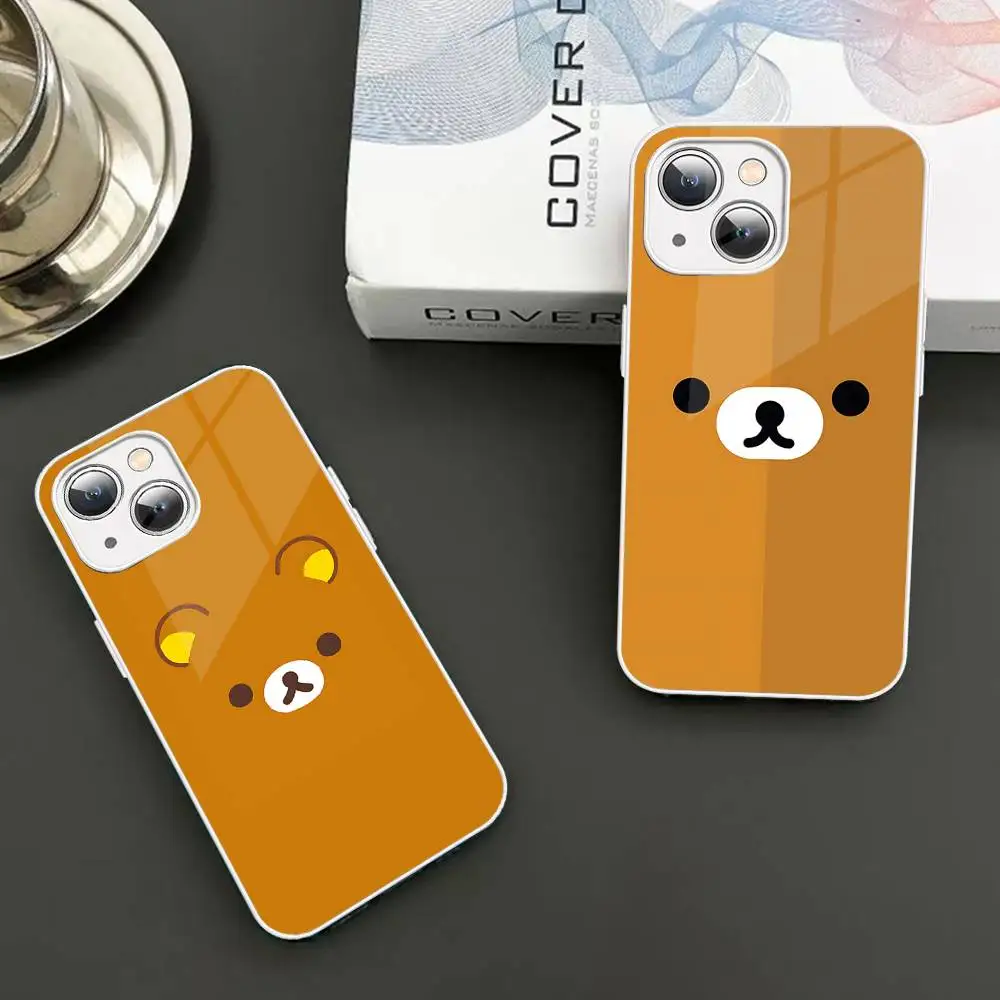 

Popular Cute R-rilakkumas Bear Tempered Glass For Iphone 14 13 12 11 Pro Mini XS MAX 14Plus X XS XR Cover