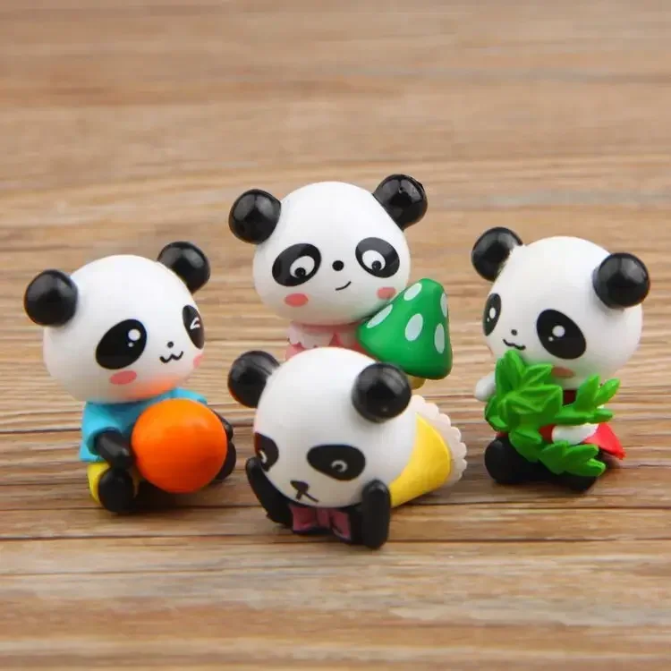 4Pcs/Set Anime Panda Doll Cartoon Action Toy Figures 2-4CM