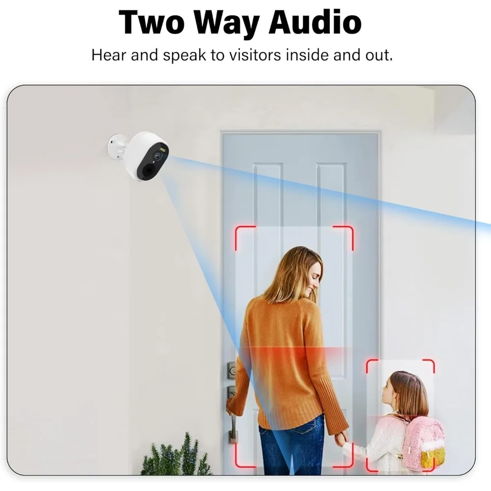 câmeras de segurança sem fio, estilo bala externa, pacote com 4, branco