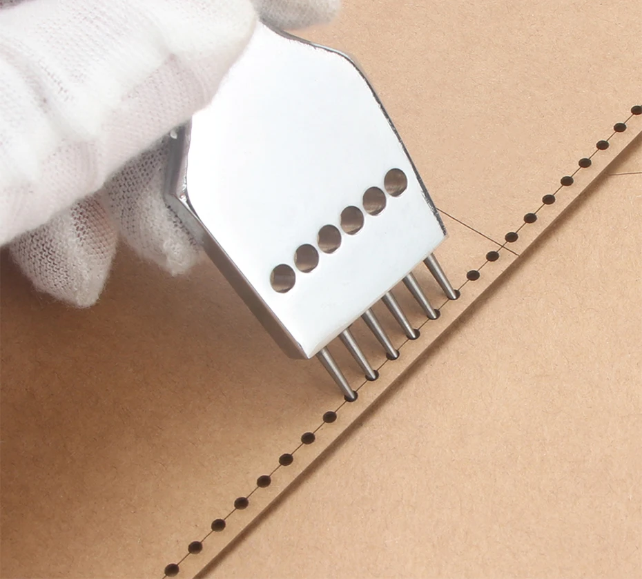 1 Satz handgefertigte Lederhandwerke – modische lange Geldbörse mit großem Fassungsvermögen, Handytasche, Kartentasche, DIY-Kraftpapier mit Lochvorlage – Detail 6