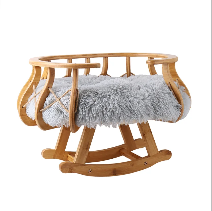 Cat Nordic style rocking table wooden swing cat hammock  bed