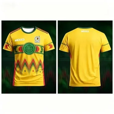 Men's breathable polo shirt, featuring the distinctive folk print of the Mexico team's fan shirt