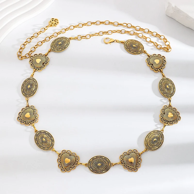 

Women's Trendy Summer Accessory; Retro Silver Metal Waist Chain; Ideal for Gothic Style; Suitable for Jeans and Skirts.