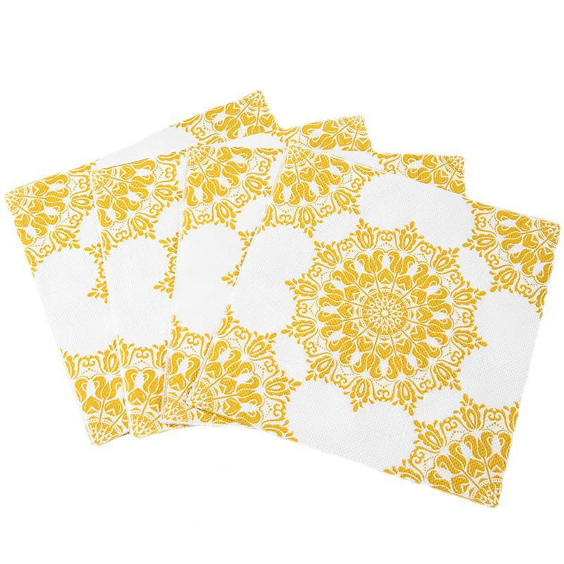 20pcs Paper Napkin Golden Printed Table Napkin 33x33cm Two-Layer Disposable Tissue Home Hotel Wedding Birthday Party Table Decor