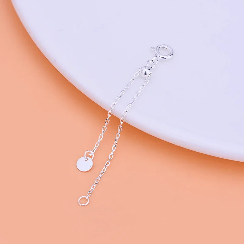 925 스털링 실버 반마감 루즈 체인, 조절 가능한 실리콘 비즈 연장 체인, 크로스 체인, DIY 수제 팔찌 액세스