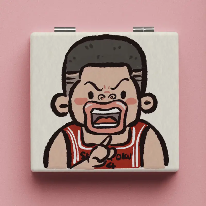 Slam Dunk Hanamichi Sakuragi Rukawa Kaede Mitsui Hisashi อะนิเมะการ์ตูนน่ารักพับกระจกขนาดเล็กสองด้าน touch-up กระจก
