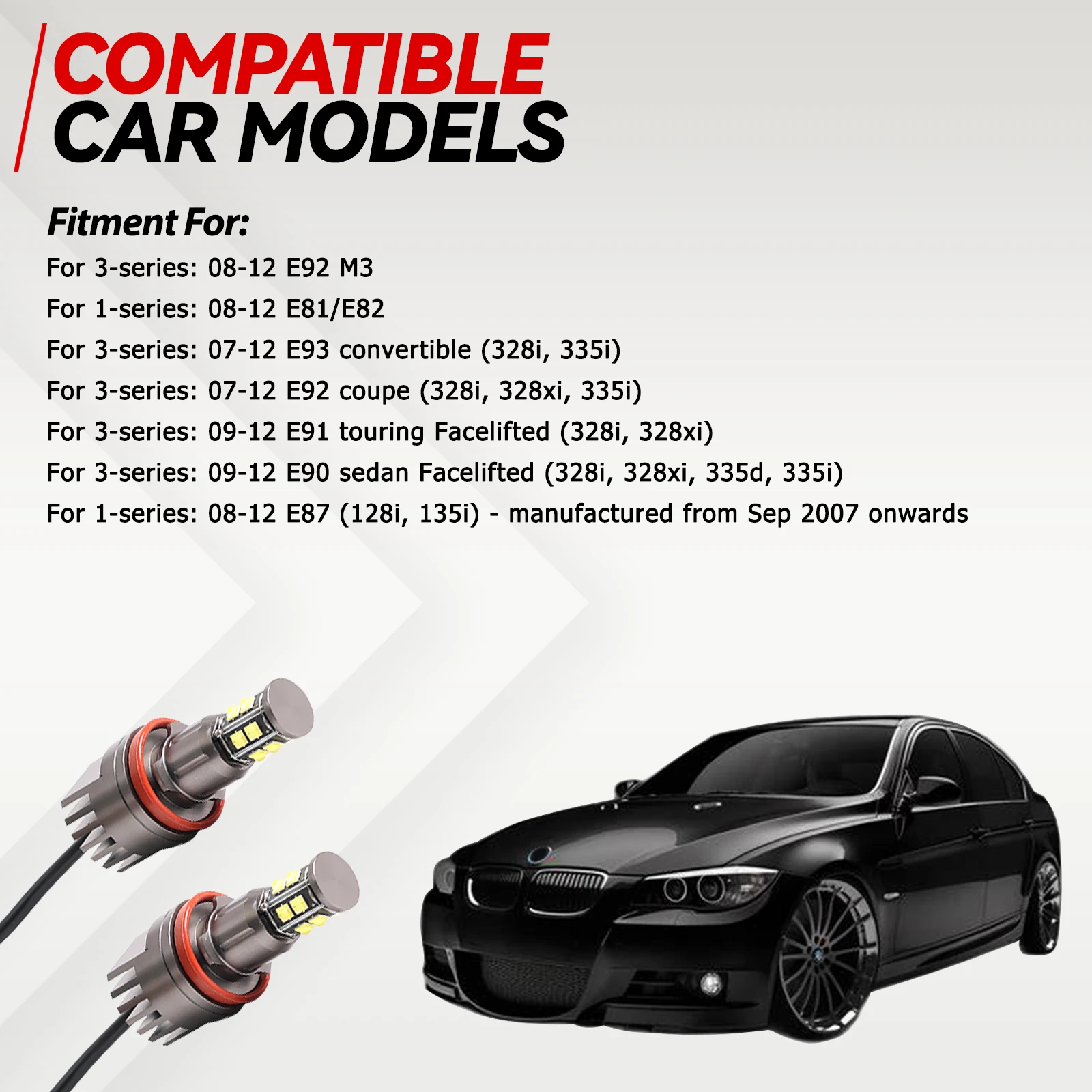 2x H8 12 LED Angel Eyes Halo Ring Light 2000LM лампа HID Xenon белого света для фар и габаритных огней для BMW E63 E64 E70 E71 Facelift