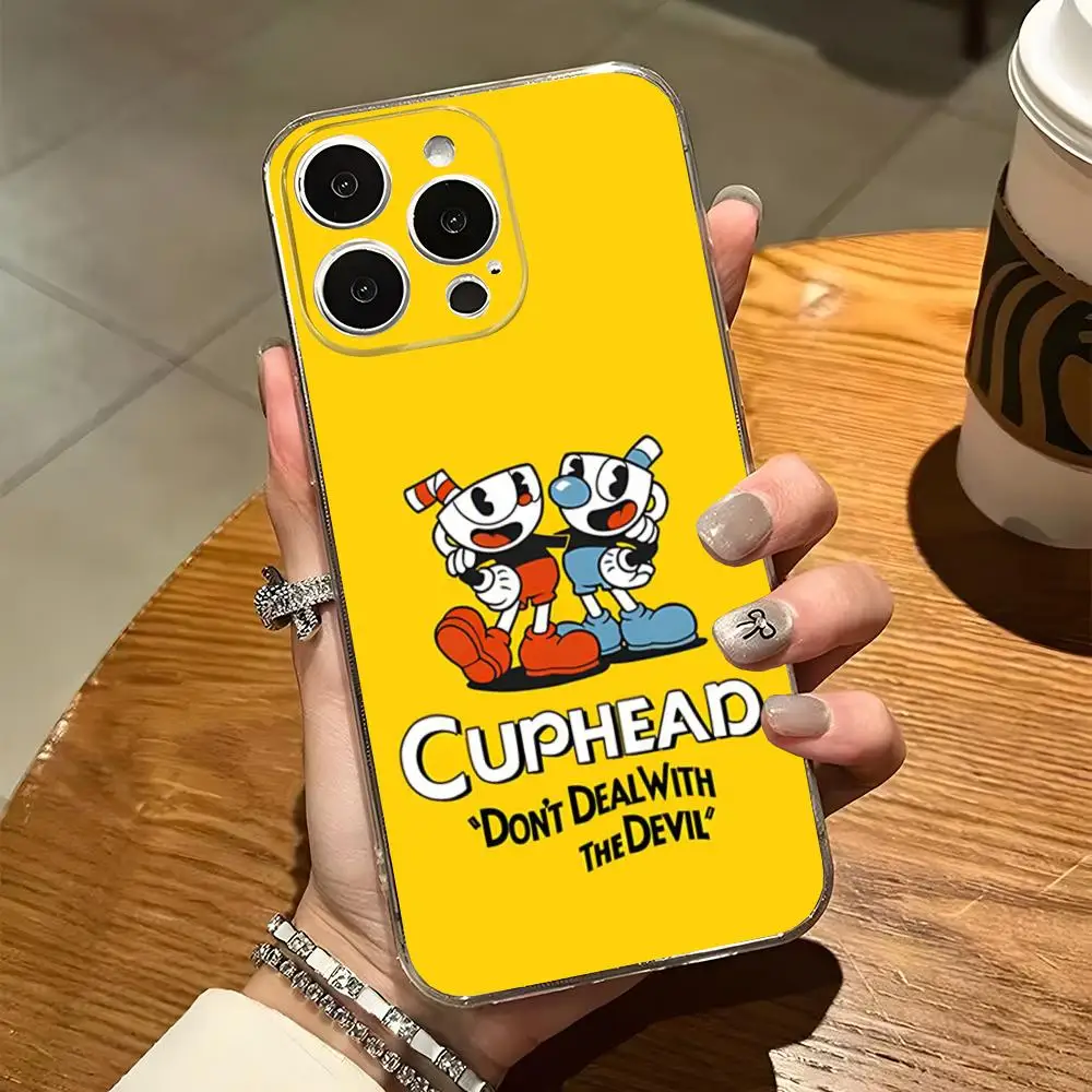 Cuphead Poster Phone Case For Iphone 15 Pro Max 14 16 Plus 11 12 Mini 13 Pro 7 8 X XR XS SE Transparent Back Cover