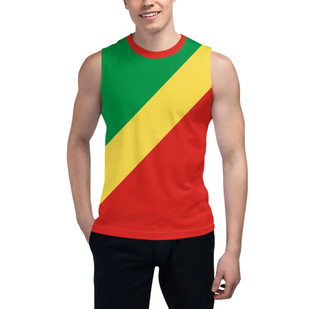 Sleeveless T-shirt Republic of Congo Flag 3D Men's Boys Tshirt Gyms Tank Tops Fitness Joggers Basketball Training Vest