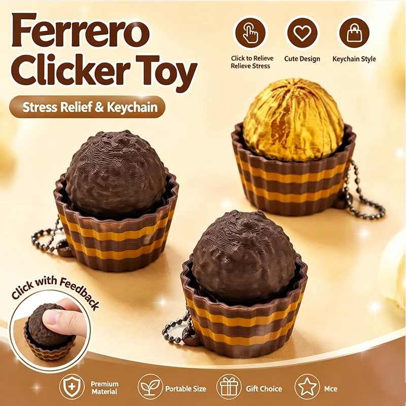 3D Simulation Chocolate Keychain Decompression Ferrero Fingertip Keystroke Clicker Soft Waxy Cookie Bag Suitcase Pendant Gift