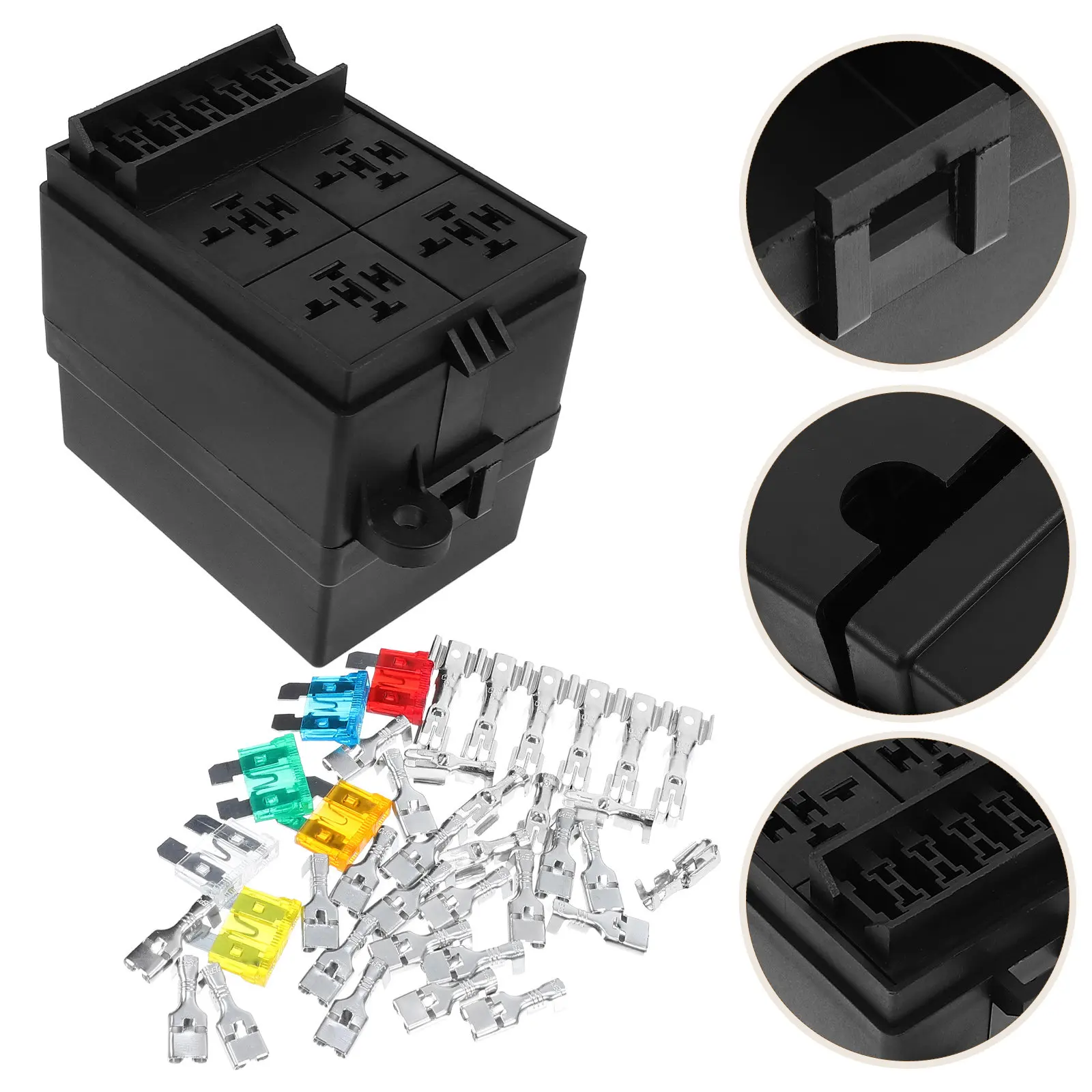 

Automotive Block 6 Way Car Holder Plastic Fuse Relay Box For Cars Boats Trucks Suvs Fuse Block Relay Holder Automotive
