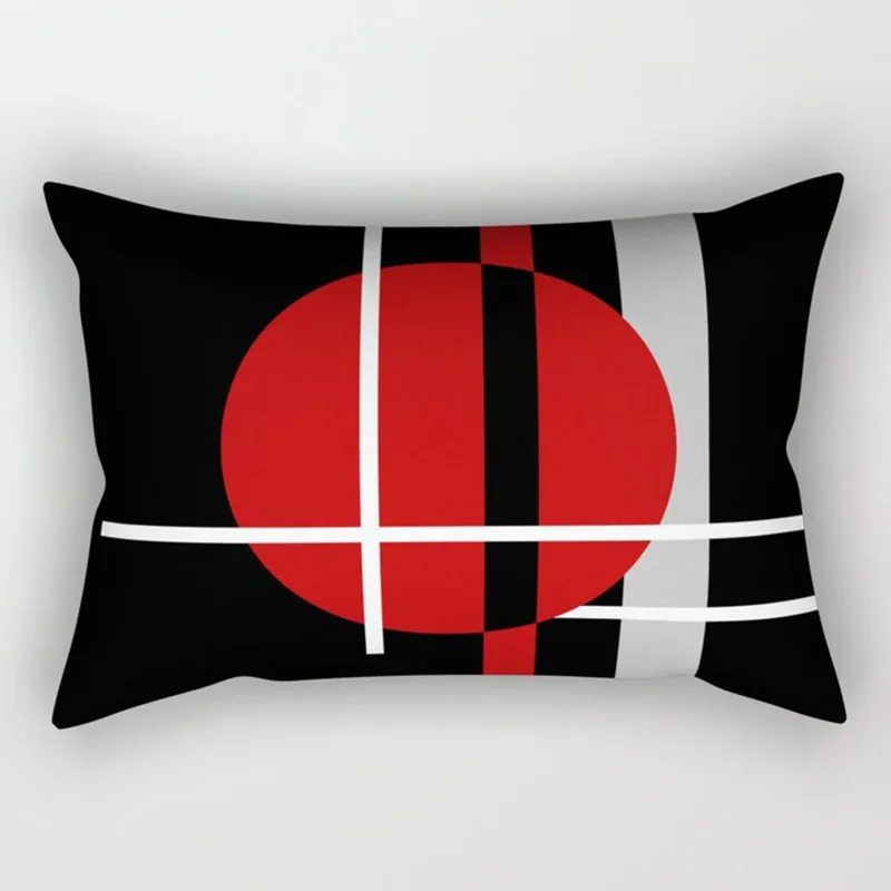 Ins Black Red Series Double Sided Pillowcase, Geometric Art Line Stripe Decorative Cushion Cover, Insert Not Included