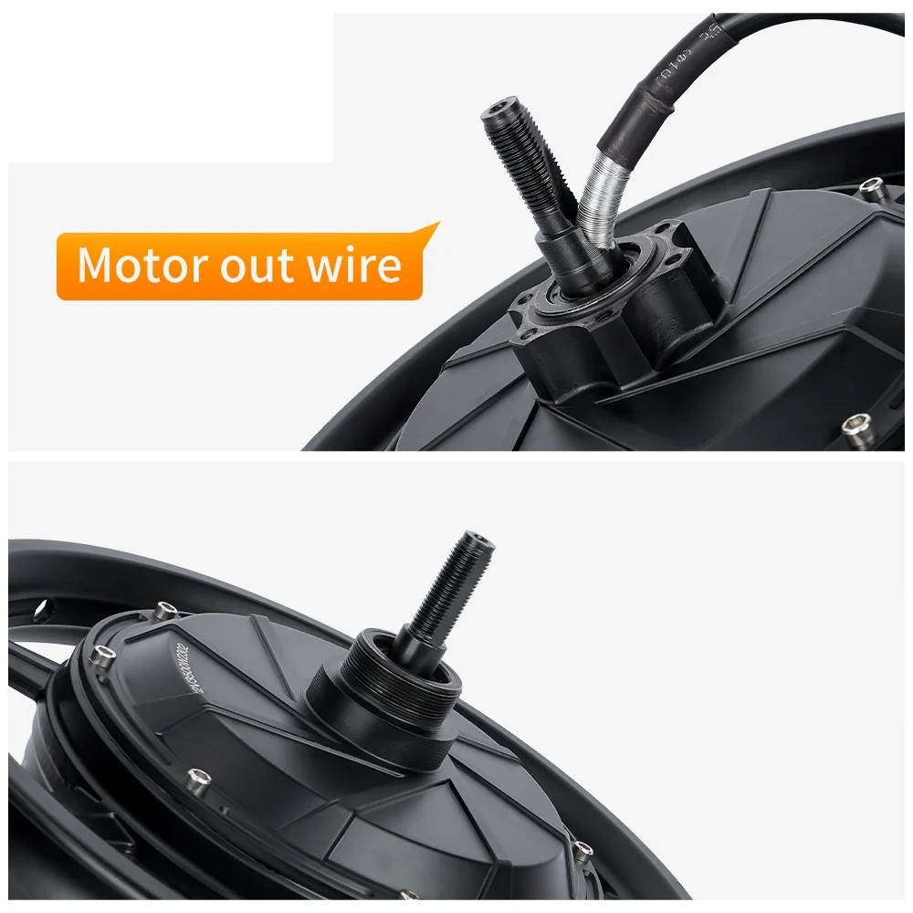 120 كيلومتر/ساعة محور المحرك مع الإطارات 14x2.125 دراجة كهربائية عجلة 48 فولت 60 فولت 72 فولت 1500 واط-3500 واط Ebike فرش عالية السرعة 1200 دورة في الدقيقة سكوتر