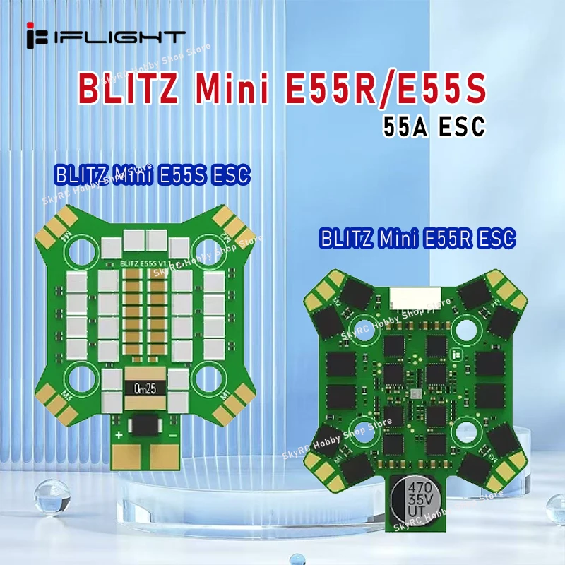 

iFlight BLITZ Mini E55R/E55S 55A ESC - BLHeli32 2-6S 20x20мм DShot150/300/600 для FPV RC фристайл-гонок