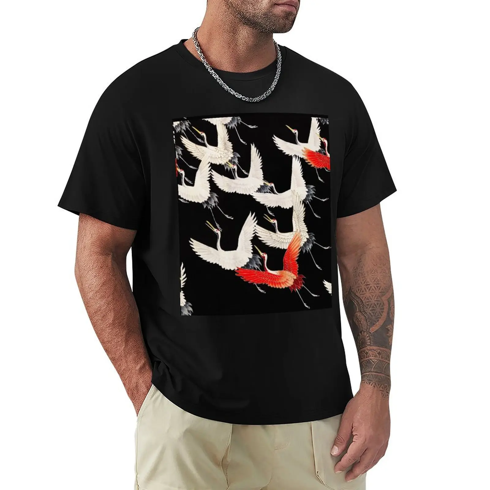 

Flight of the Cranes T-Shirt oversized cotton graphic tees boys animal print men clothes