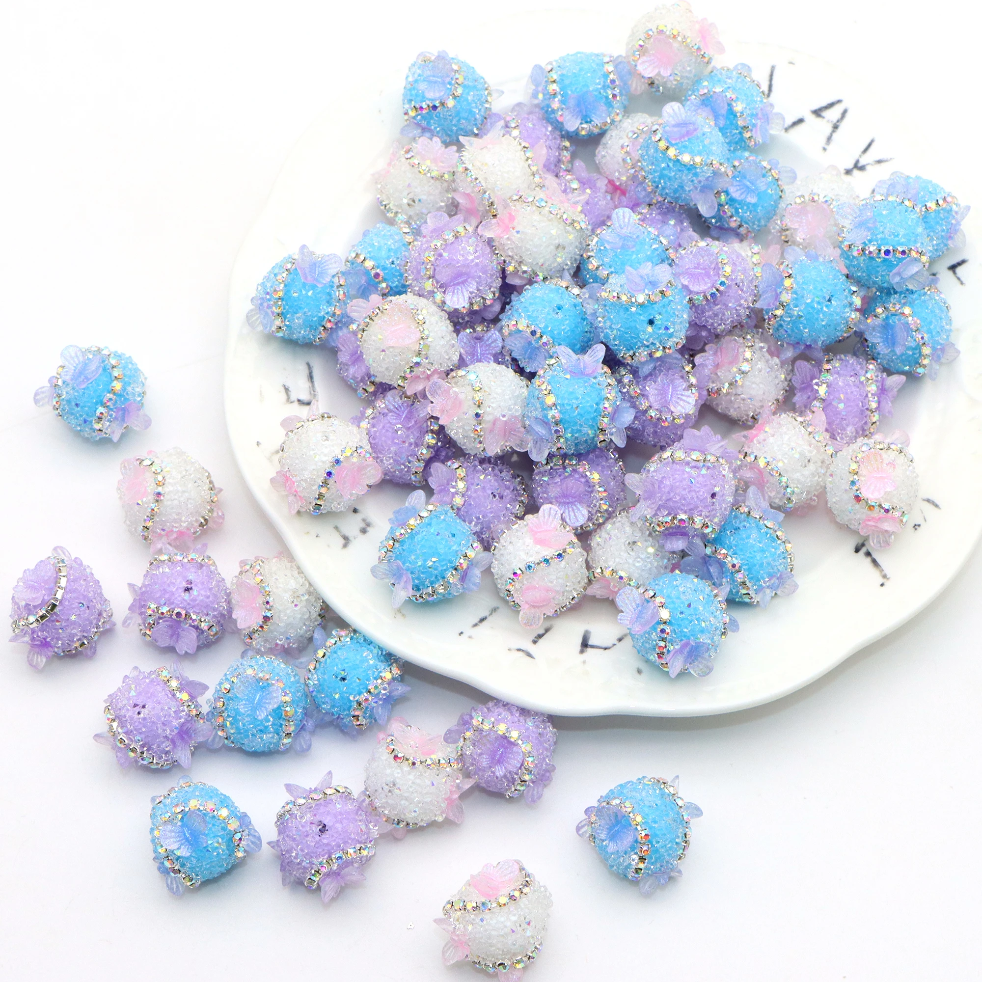 1Pc Rhinestone Faux Crystal Beads Butterfly Shaped Loose Spacer Acrylic Beads with Hole for Jewelry Making DIY Bracelet Necklace