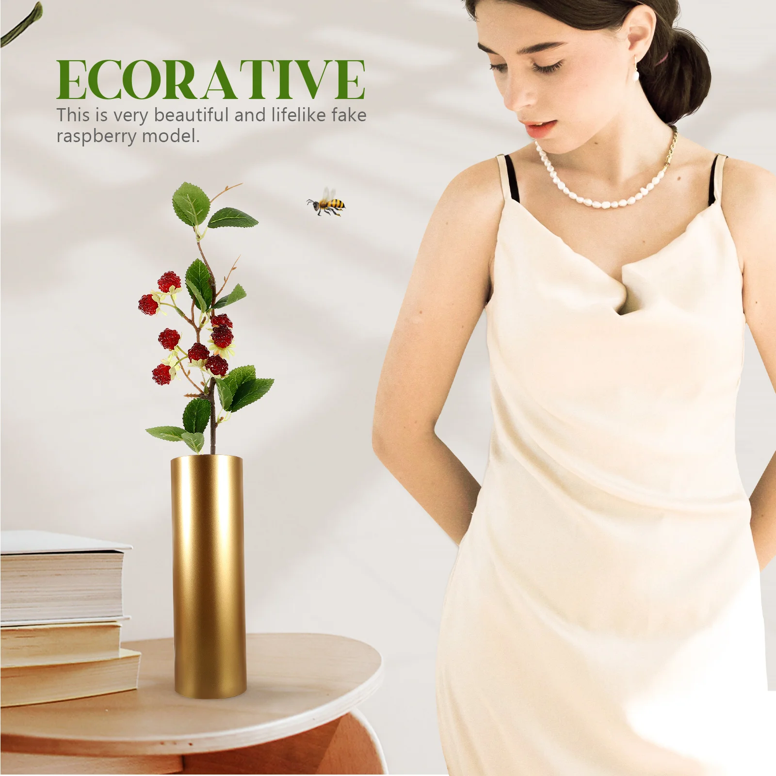 1pcs Simulation Raspberry Ornament Lifelike Artificial Fruit For Table Decor Party Decoration Photo Prop Faux Plastic Branch