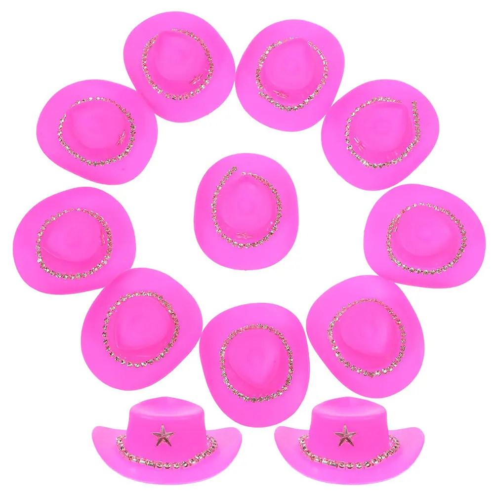 

12 шт. пластиковых миниатюрных ковбойских шляпок для костюмов, гладкие, удобные, небьющиеся, реалистичные, маленькие шляпки для декораций