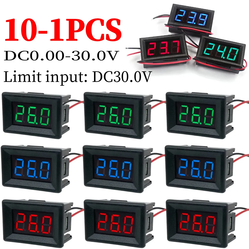 DC0-30V 0.36inch 2-Wire Digital LED Display Panel Digital LED Mini Display Module LED Digital Voltmeter for Car and Motorcycle