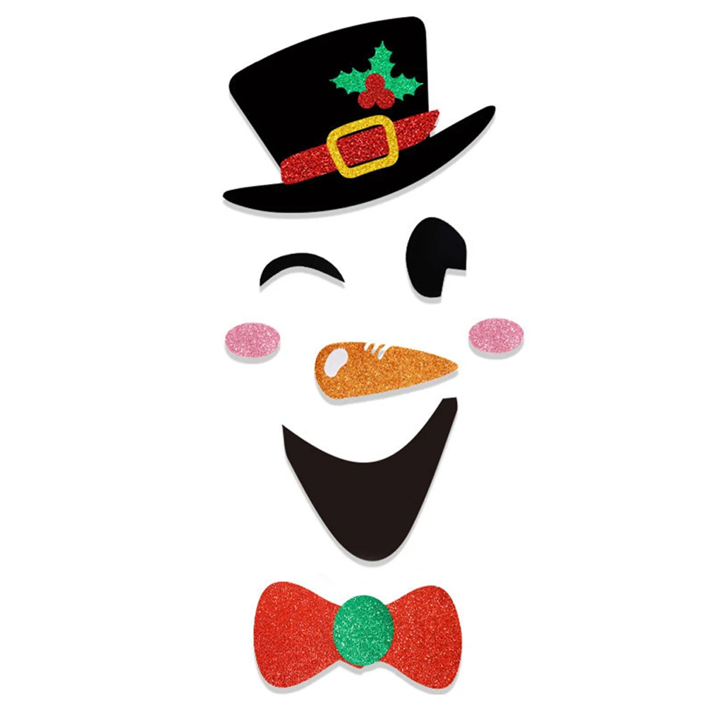 Adorable Christmas Snowman Stickers for Windows and Doors Easy to Apply Firm Cloth Decorations for Holiday Cheer