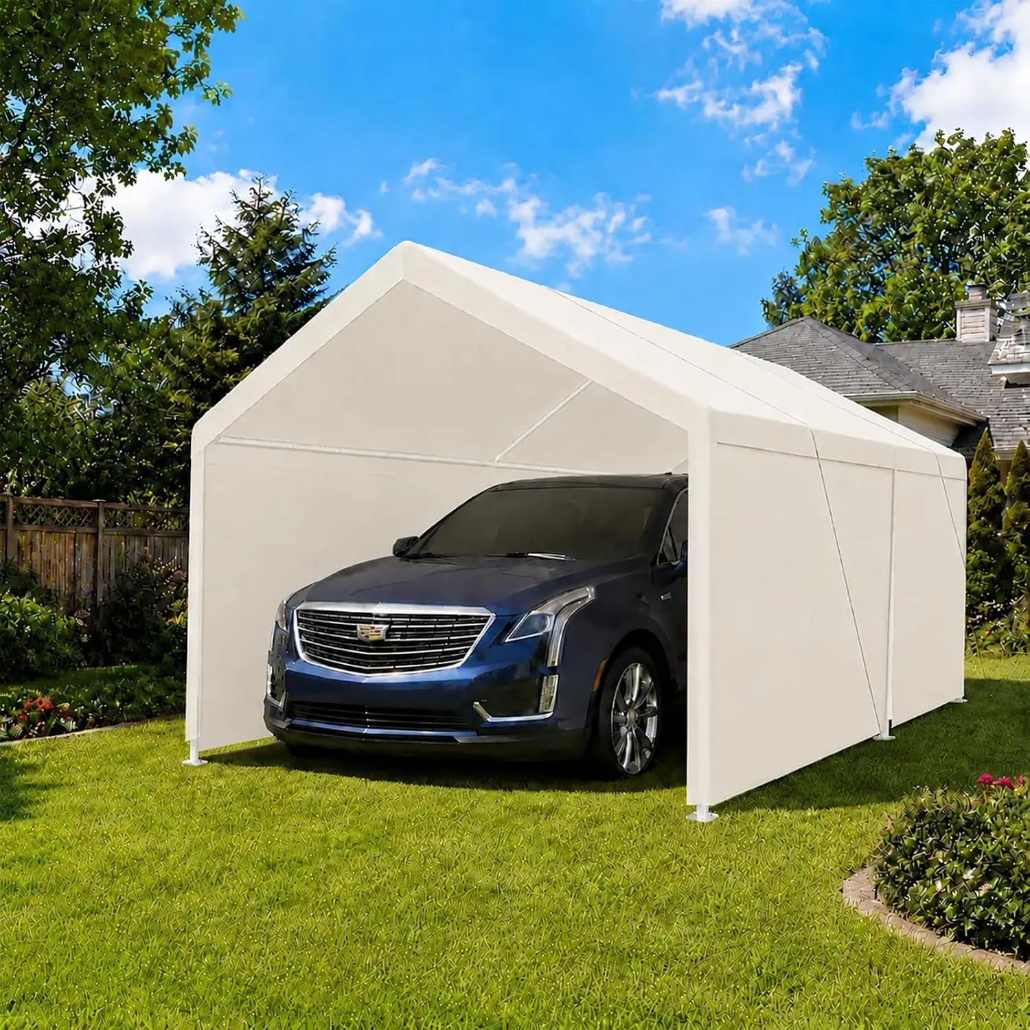 Heavy Duty Carport Portable Garage Outdoor Storage Shed 12x20 White, Customized