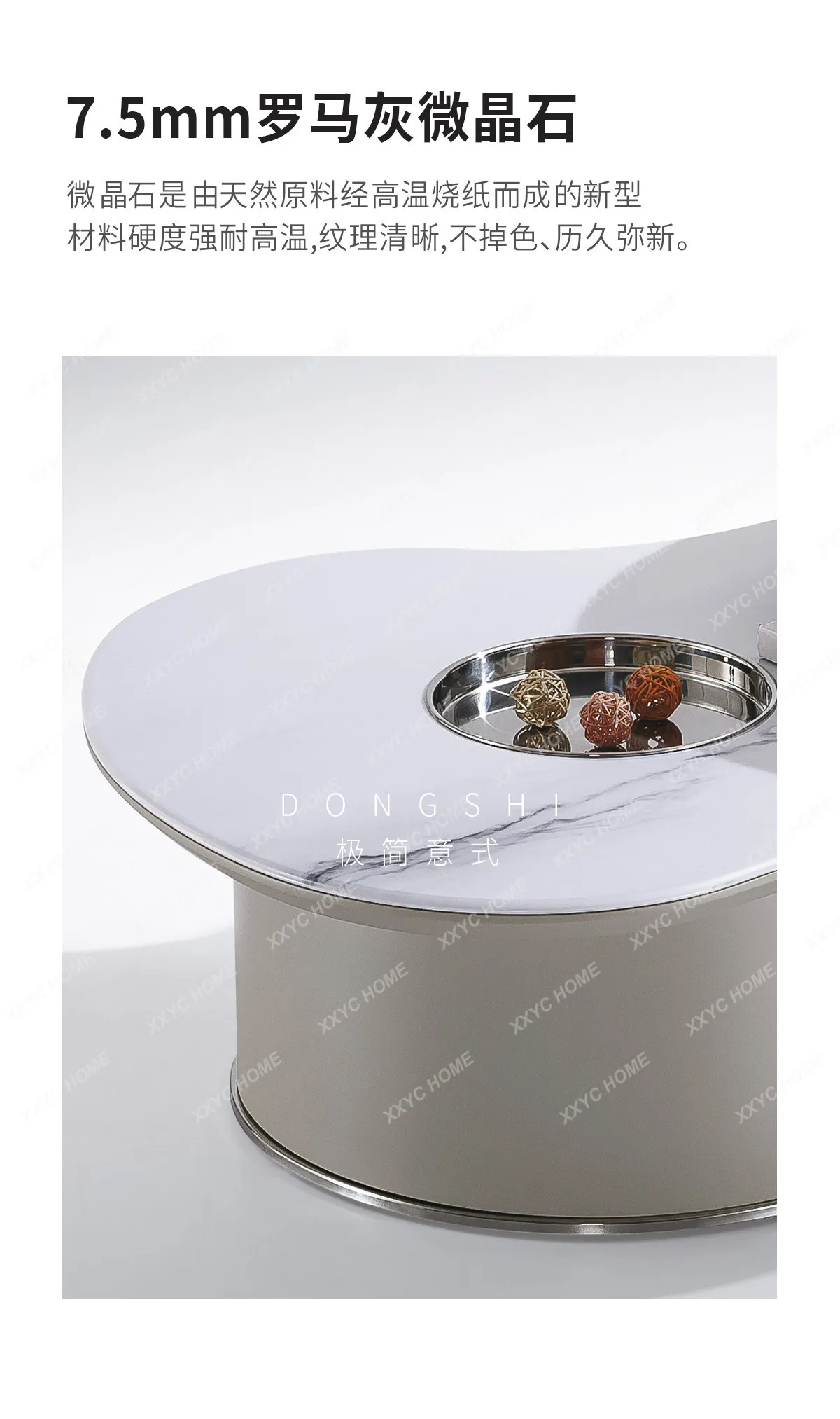 minimalist microcrystalline stone coffee table modern light luxury round size side table combination stainless steel