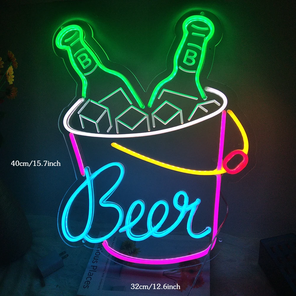 Imagem -02 - Bar Beer Neon Sign Loja Home Decor Luzes Led de Cozinha 3d Luminous Neon Lamps Store Party Housebar Wall Decor