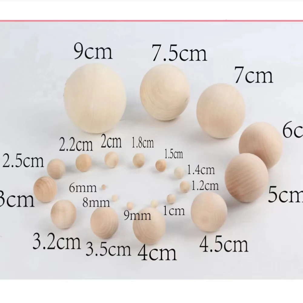 Solid Round Beads In Natural Wood Color Handmade DIY For Jewelry Making Carving Craft Diam 6/8/10/12/15/20/25/30-90mm Wood Ball