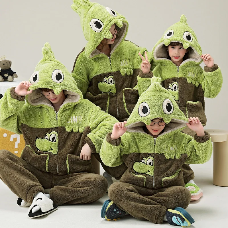 

Winter Animal Shape Family Matching Outfits Fleece Parent-child Pajamas Set Mother Father Boy Girls Pjs Family Look Home Clothe