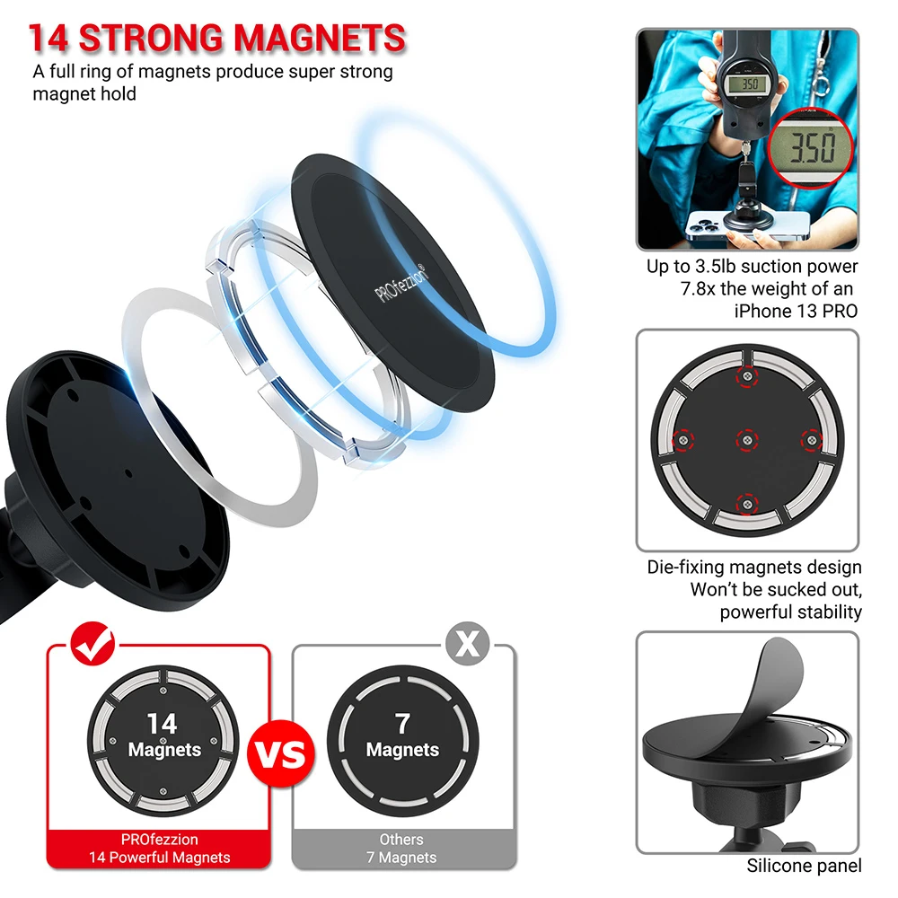 2-Pack Magnetic Car Mount Compatible with iPhone 15/14/13/ Pro/12 Max/12 Mini/Magsafe Case Strong Magnet Air Vent Phone Holder