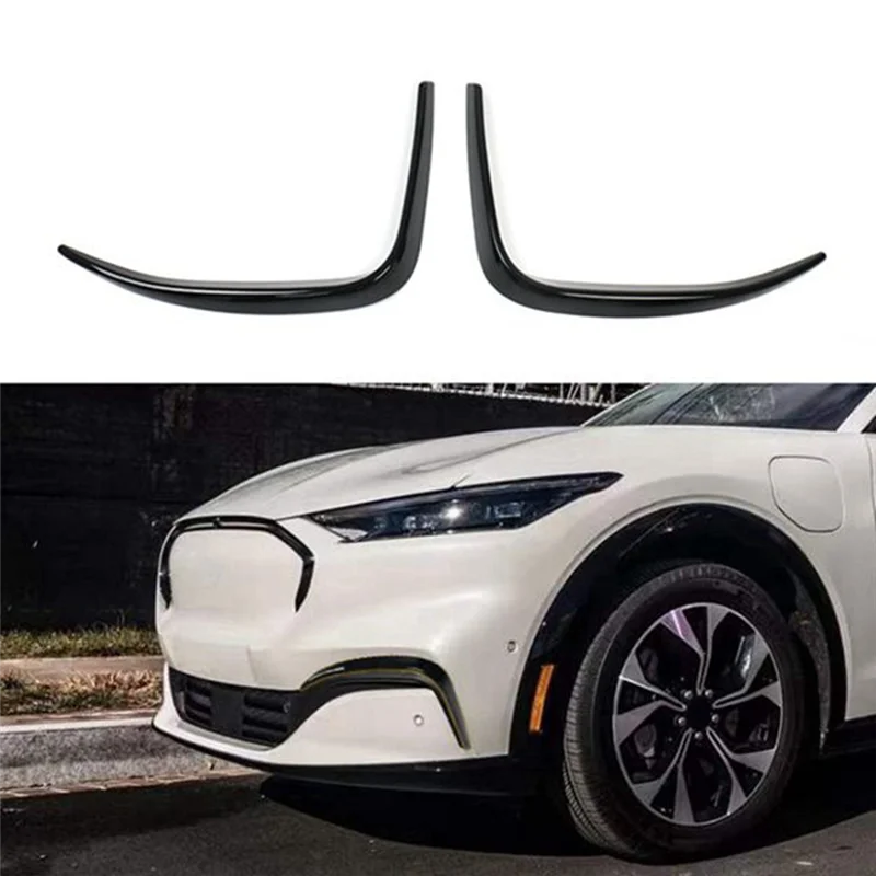 Glossy Black Front Bumper Splitter Spoilers Canard Air Knife Surround Trim for Ford Mustang Mach-E 2020 2021 2022