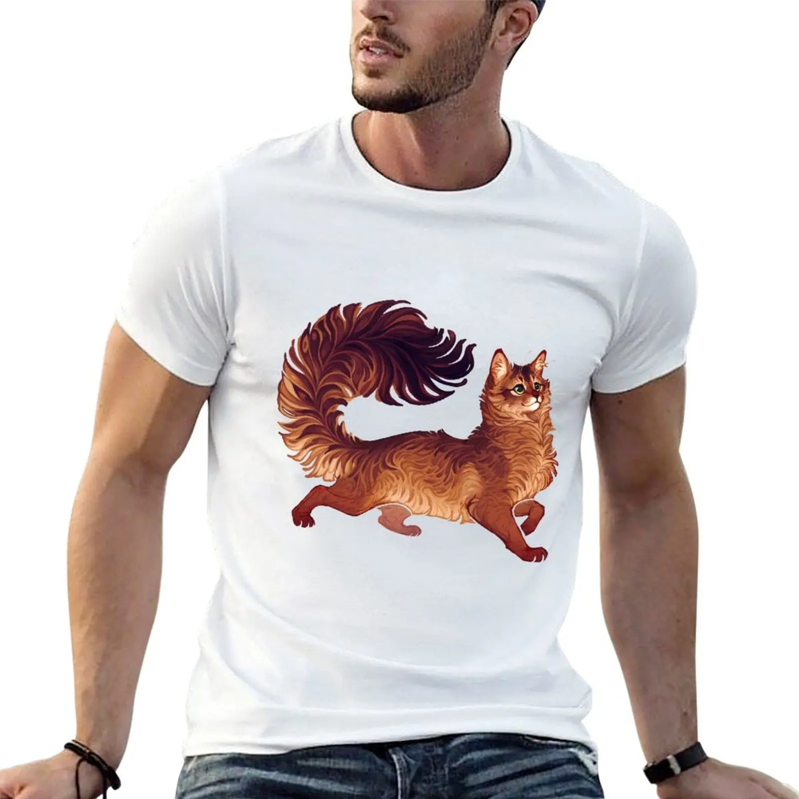 قميص قطني تي شيرت رجل قطة رجل تي شيرت قطن رجل ثقيل تي شيرت قطن صومالي