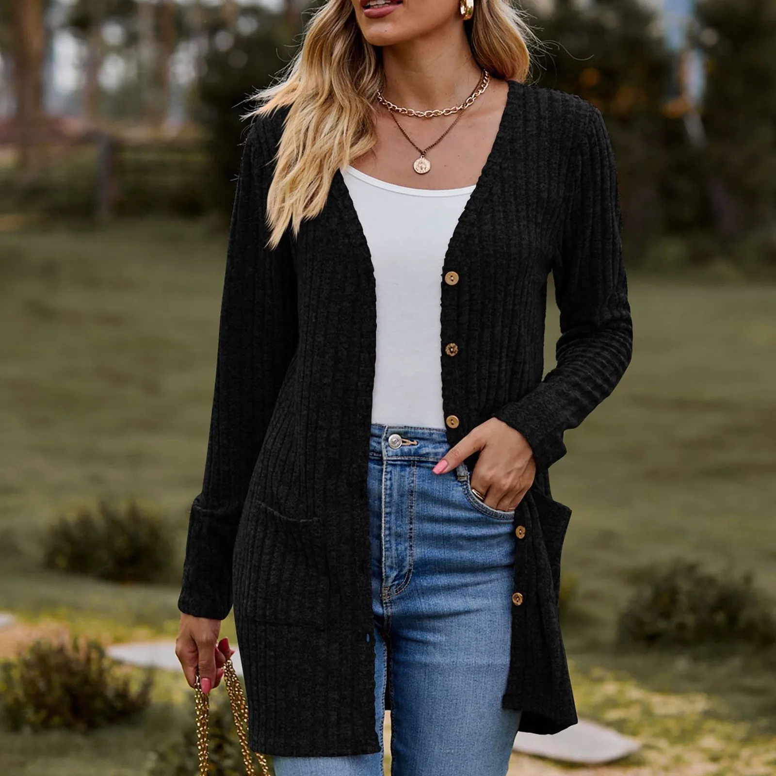 Women\'s Cardigan Sweater 2023 Autumn and Winter New Female Long Coat Twisted Rope With Button Solid Color Knitted Sweaters Women