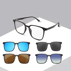 Transparent Glasses Frame Big Magnetic Driving Polarized Sunglasses UV400 Clip On Can Flip Up Women Goggles Spring Hinge Legs